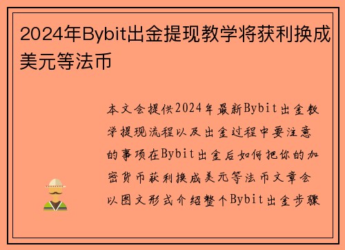 2024年Bybit出金提现教学将获利换成美元等法币